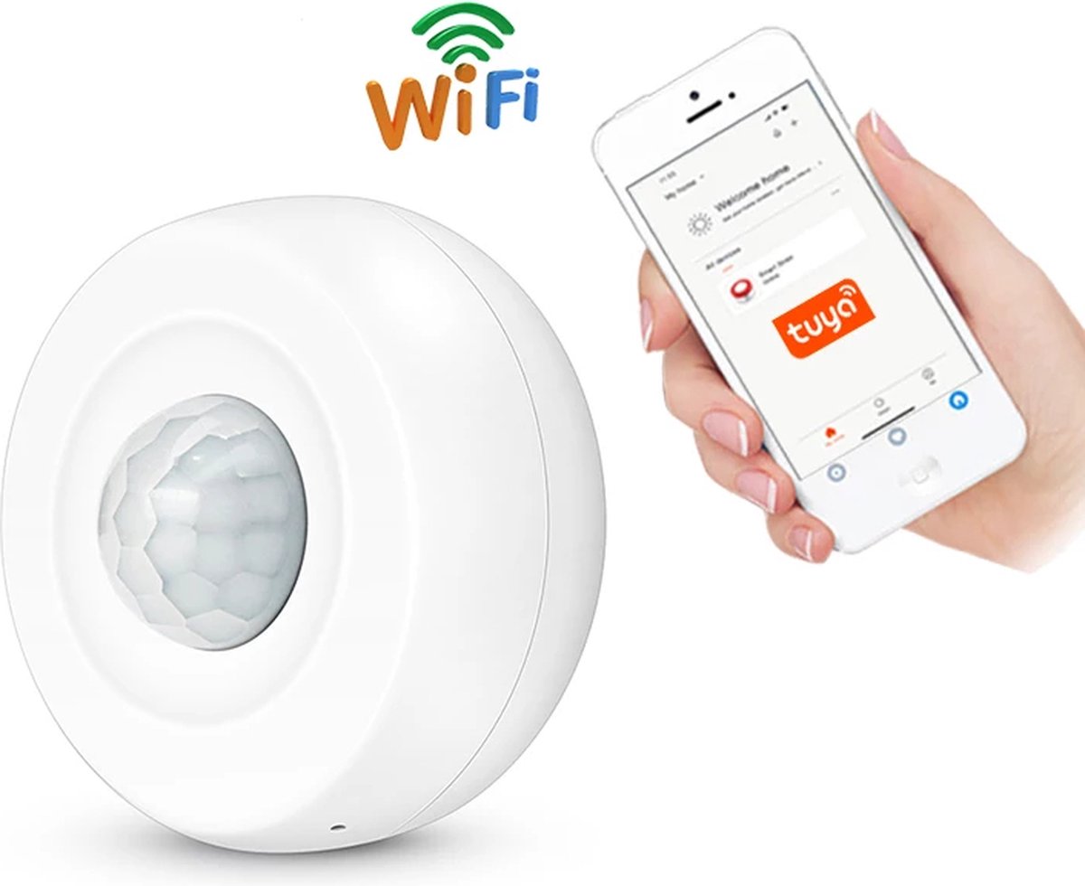 WiFi Motion Sensor - Tuya Sensoren - Slimme beweging sensor - Slimme sensor - Smart Life. Alarmsysteem – Compatibel met Tuya APP. - Wit - MIKANRO