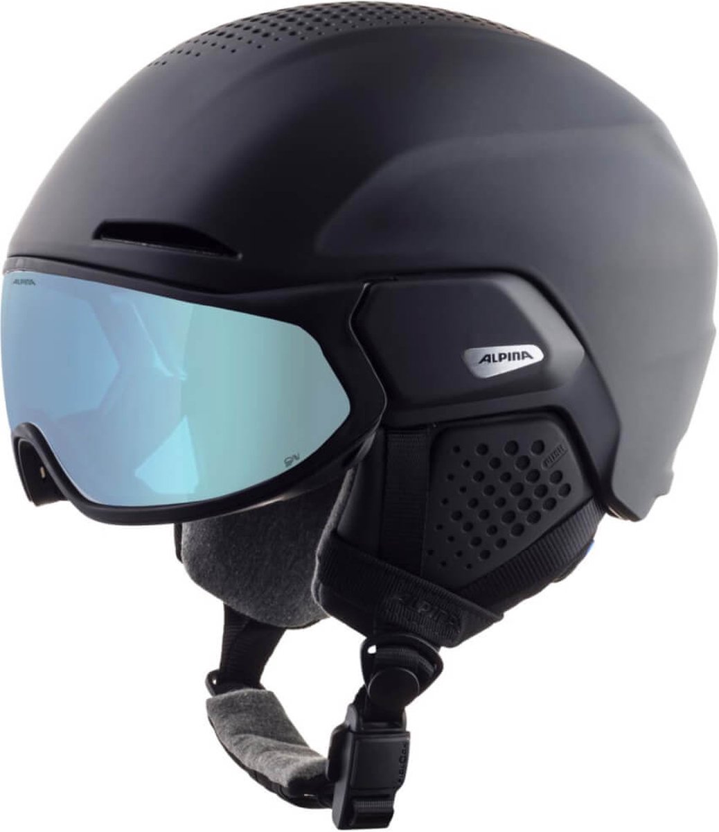 Alpina Oro QV MIPS Skihelm Met Vizier 2023 | Black Matt | QV-flex Ice Blue Cat. 2-3 | Maat: 51 - 54 cm