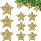 12 Gouden Ster Decoraties, Kerstboom Decoraties, 50 x 50mm Glitter Kerstboom Decoratieve Hangers voor het Decoreren van Kerstbomen, Schouwen, Ramen, Bruiloften, Tafeldecoraties en meer.