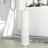 Toiletrolhouderstandaard (met reservefunctie), vrijstaande toiletpapierhouder, roestvrijstalen toiletrolhouderstandaard voor het opbergen van reserve rollen voor badkamer en toilet.