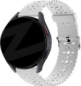 Bandz universeel 20mm siliconen band 'Deluxe' met bloemenpatroon geschikt voor Samsung Galaxy Watch Active 1/2 40 & 44mm / Watch 1 42mm / Watch 3 41mm / Gear Sport / Polar Ignite 1-2-3 / Unite / Pacer - Hoogwaardig siliconen materiaal - wit
