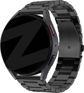 Bandz universeel 20mm stalen band 'Classic' geschikt voor Samsung Galaxy Watch Active 1/2 40 & 44mm / Watch 1 42mm / Watch 3 41mm / Gear Sport / Polar Ignite 1-2-3 / Unite / Pacer - Hoogwaardig staal - Inclusief horloge inkorter - zwart