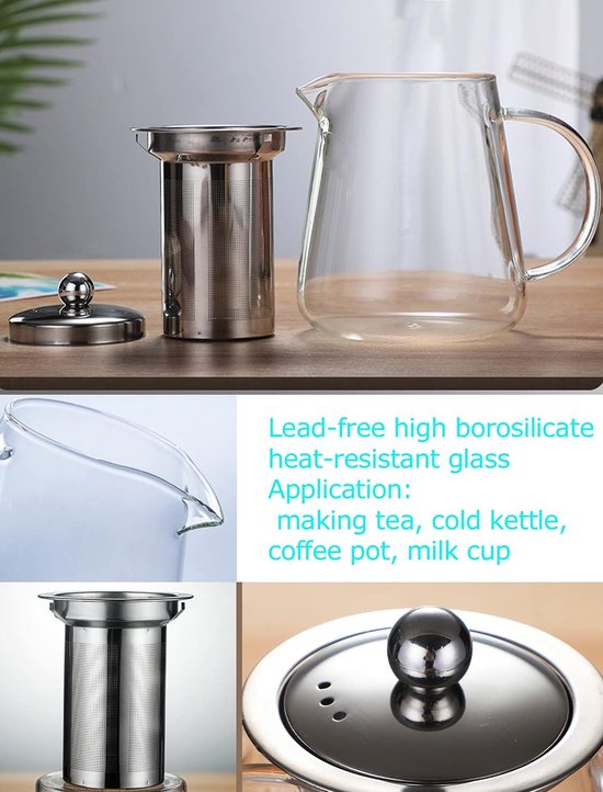 BOWD Théière En Verre Borosilicate 750 Ml Avec Filtre à Thé Inox - Résistante à La Chaleur, Micro-ondes Et Lave-Vaisselle | Pour Thé, Café, Tisanes