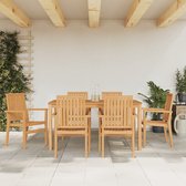 The Living Store Tuinstoel - Klassiek ontwerp - Massief teakhout - Stapelbaar - 56.5 x 57.5 x 91 cm - Draagvermogen 110 kg - 6 stuks