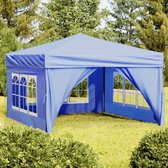 The Living Store Inklapbare Partytent - 291 x 291 x 245 cm - Blauw - Lichtgewicht en Stevig Frame