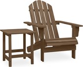 The Living Store Adirondack stoel met tafeltje - bruin - massief vurenhout - 69.5 x 86.5 x 89.5 cm - tafel 40 x 40 x 45 cm - draagvermogen 110 kg