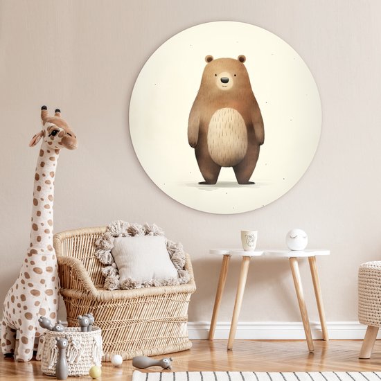 WallCircle - Cercle mural ⌀ 150 - Aquarelle - Ours - Marron - Animaux - Tableaux ronds salon - Plaque murale ronde - Cercle de Décoration murale - Décoration de chambre à l'intérieur - Cercle mural de Décoration murale - Accessoires de maison