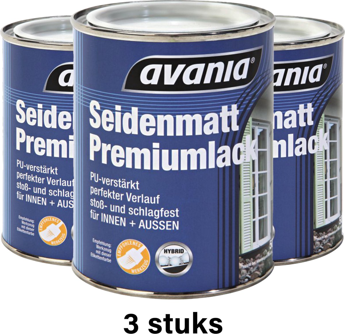 Avania Halfmat Premium Lak - Binnen & Buiten - Weerbestendig - 3 stuks - 750ml