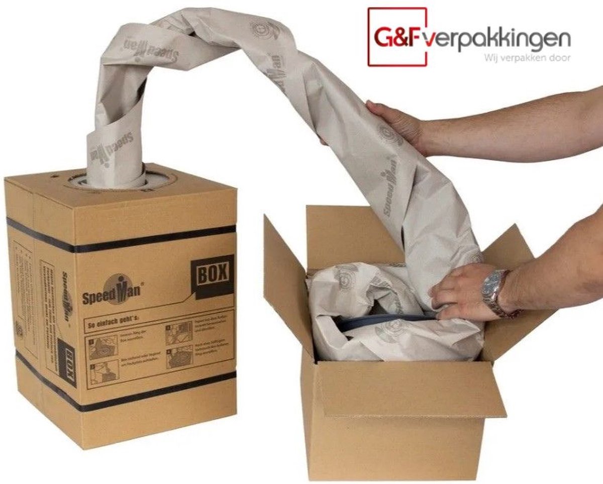 Speedman box opvulpapier 450 meter milieu vriendelijk papier in dispenserdoos - opvulmateriaal - SpeedMan Box