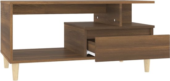 The Living Store Salontafel - Bruineiken - 90 x 49 x 45 cm - Duurzaam bewerkt hout