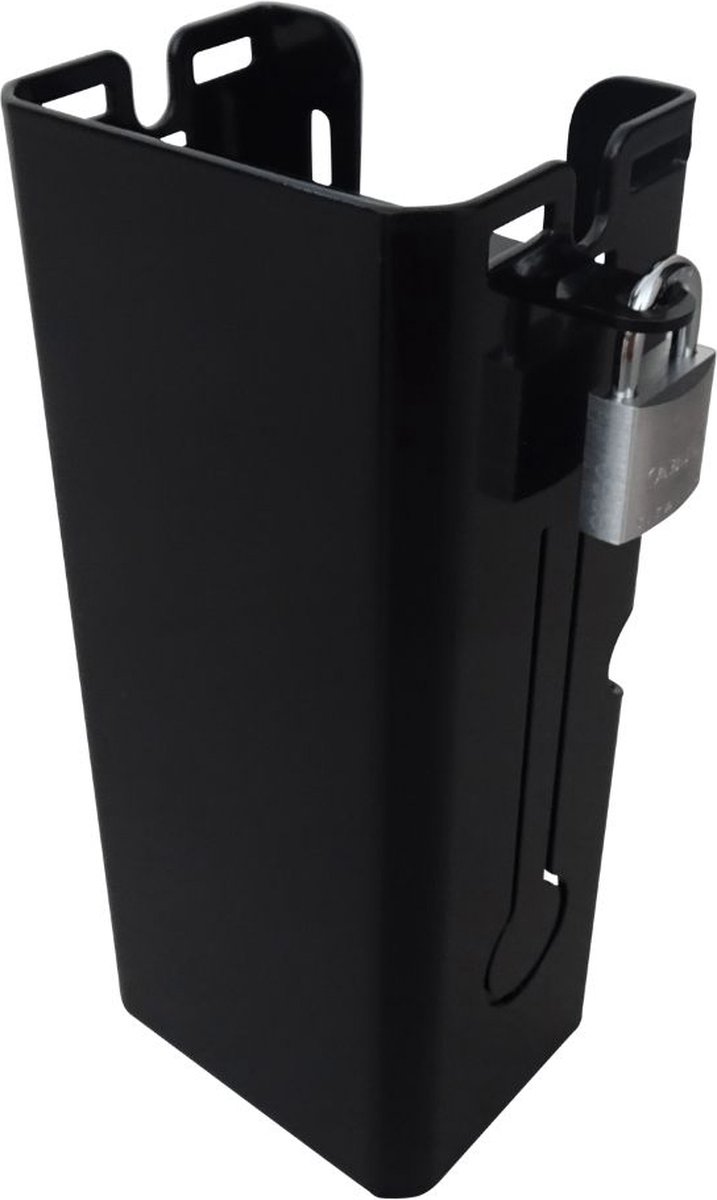 Laadhouder V2 Afsluitbaar | Oplader wandhouder voor het veilig ophangen van uw Elektrische Fiets lader | Zwart maat M | Organizer | Metaal