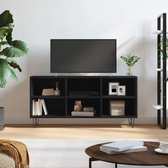 The Living Store TV-meubel - Zwart Bewerkt Hout/IJzer - 103.5 x 30 x 50 cm - Opbergruimte