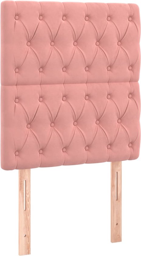 The Living Store Cadre de lit – Velours rose – Hauteur réglable – Pieds de soutien – Sommier à lattes en contreplaqué – Support confortable