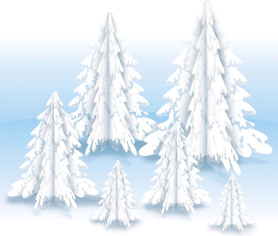 Tafeldecoraties sneeuwbomen 12 stuks - Winterdecoraties - Winterversiering - Sneeuwdecoraties - Winter themafeest - Sneeuwfeest