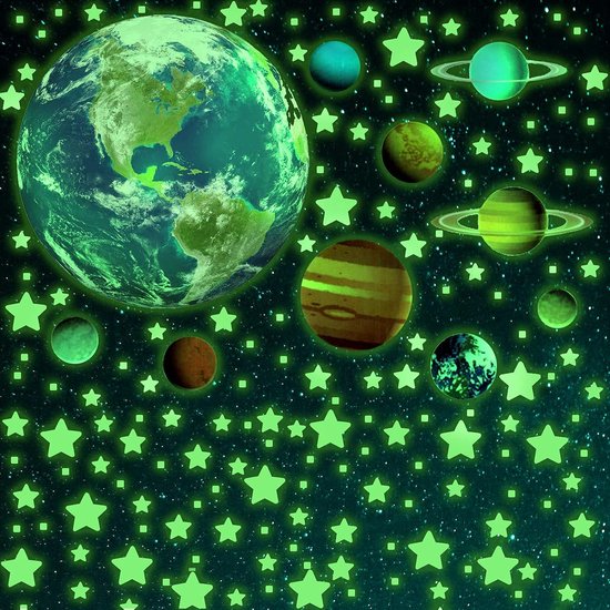 Glow de Bébé Décoration et planètes phosphorescentes, étoiles et lune à Stickers muraux lumineux