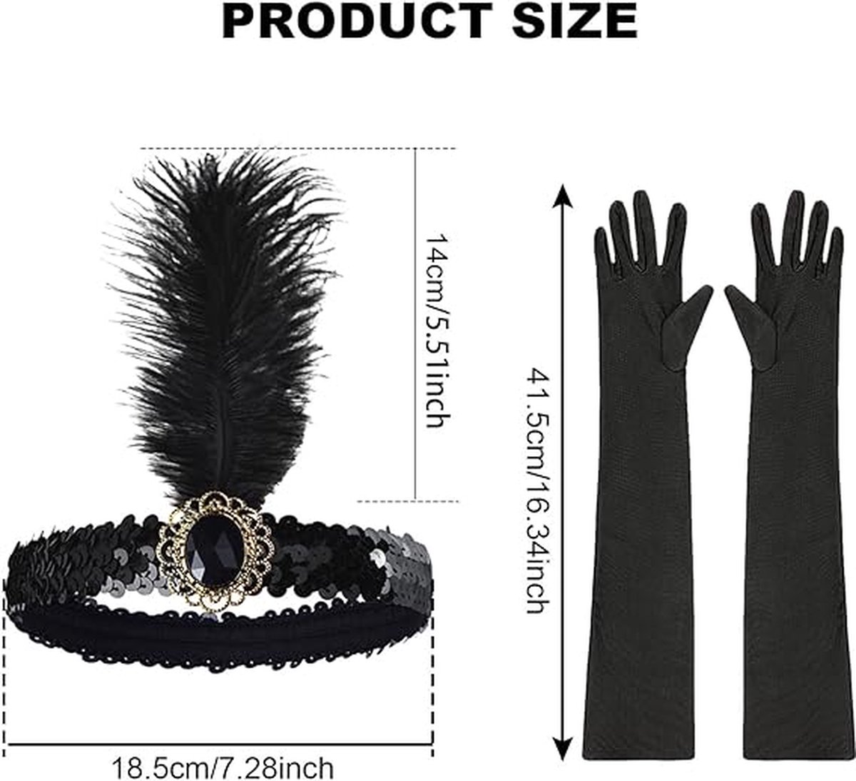 HOWAF Dameskostuum, 20-delige accessoires, kroon kristal, tiara, halsketting, parels, oorbellen, handschoenen, zonnebril voor jaren 20- kostuum, carnavalskostuum