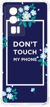 Shockproof Case Geschikt voor Xiaomi Poco F5 Pro Smartphonehoesje met transparante rand Flowers Blue Don't Touch My Phone