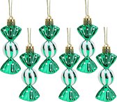 Pack van 6-8 cm Mini Sweet Shaped Kerstballen – Glanzend & Glitter Versierd – Kerstboom Decoraties (Smaragdgroen)