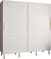 Zweefdeurkast Kledingkast met 2 schuifdeuren Garderobekast slaapkamerkast Kledingstang met planken | elegante kledingkast, glamoureuze stijl (LxHxP): 200x208x62 cm - CAPS R1 (Wit, 200 cm)