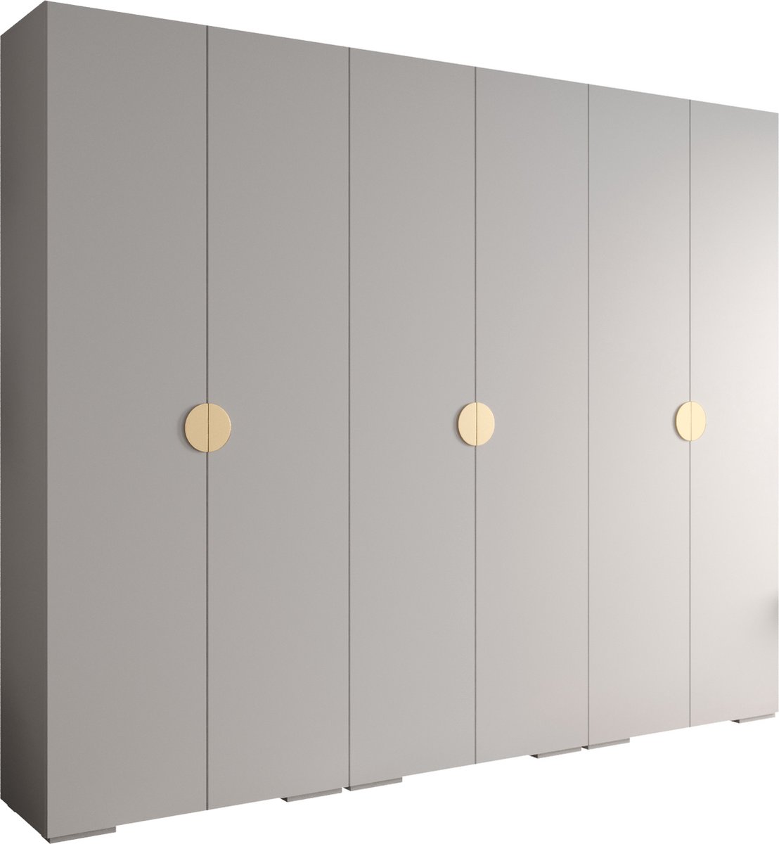 AJE Meubles B.V. Opbergkast Kledingkast met 6 draaideuren Garderobekast slaapkamerkast Kledingstang met planken | Gouden Handgrepen, elegante kledingkast, glamoureuze stijl (LxHxP): 300x237x47 cm - IVONA 4 (Wit, 300 cm)