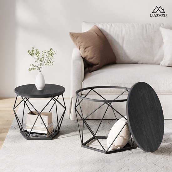 MIRA Home - Salontafel - Bijzettafel - Set van 2 - Tafel - Woonkamer - Slaapkamer - 50x50x40