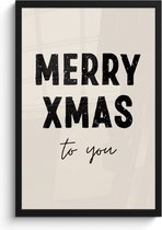 Fotolijst incl. Poster - Kerst - Quotes - Merry xmas - Feestdagen - Zwart - 40x60 cm - Posterlijst - Kerstmis Decoratie - Kerstversiering - Kerstdecoratie Woonkamer