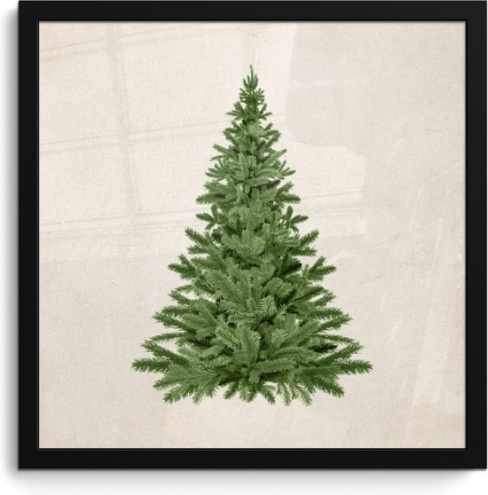 Poster in lijst - Fotolijst 40x40 cm - Posters - Kerstboom - Groen - Kerstmis - Feestdagen - Posterlijst zwart - Decoratie - Wanddecoratie woonkamer - Muurdecoratie slaapkamer - Kerstversiering - Kerstdecoratie voor binnen - Kerstmis