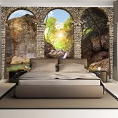 Fotobehangkoning - Behang - Vliesbehang - Fotobehang - Uitzicht op de Nauur door de Poorten 3D - 100 x 70 cm