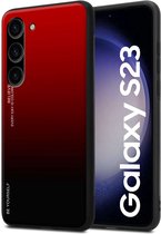 Cadorabo Hoesje geschikt voor Samsung Galaxy S23 in ROOD - ZWART - Tweekleurige beschermhoes van TPU-silicone Case Cover en achterzijde van gehard glas