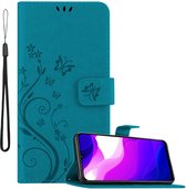 Cadorabo Hoesje geschikt voor Xiaomi Mi 10 LITE in BLOEMEN BLAUW - Beschermhoes in bloemmotief met magnetische sluiting, standfunctie en kaartsleuven Book Case Cover Etui