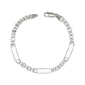 Juwelier Zwartevalk zilveren platte koningsschakel armband met platen - ET 40-3T/20cm -