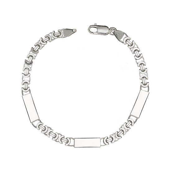 Juwelier Zwartevalk zilveren platte koningsschakel armband met platen - ET
