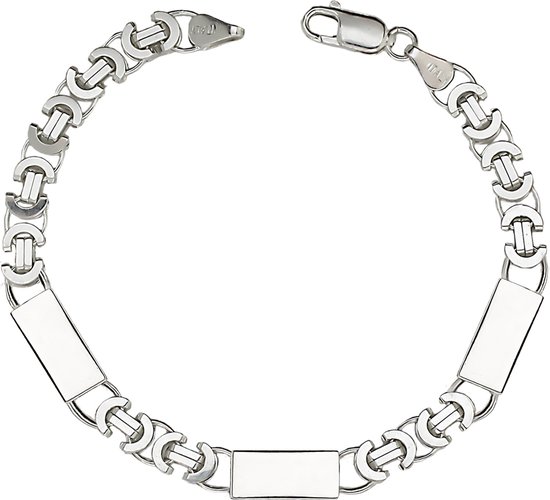 Juwelier Zwartevalk zilveren platte koningsschakel armband met platen - ET 60-3T/20cm--