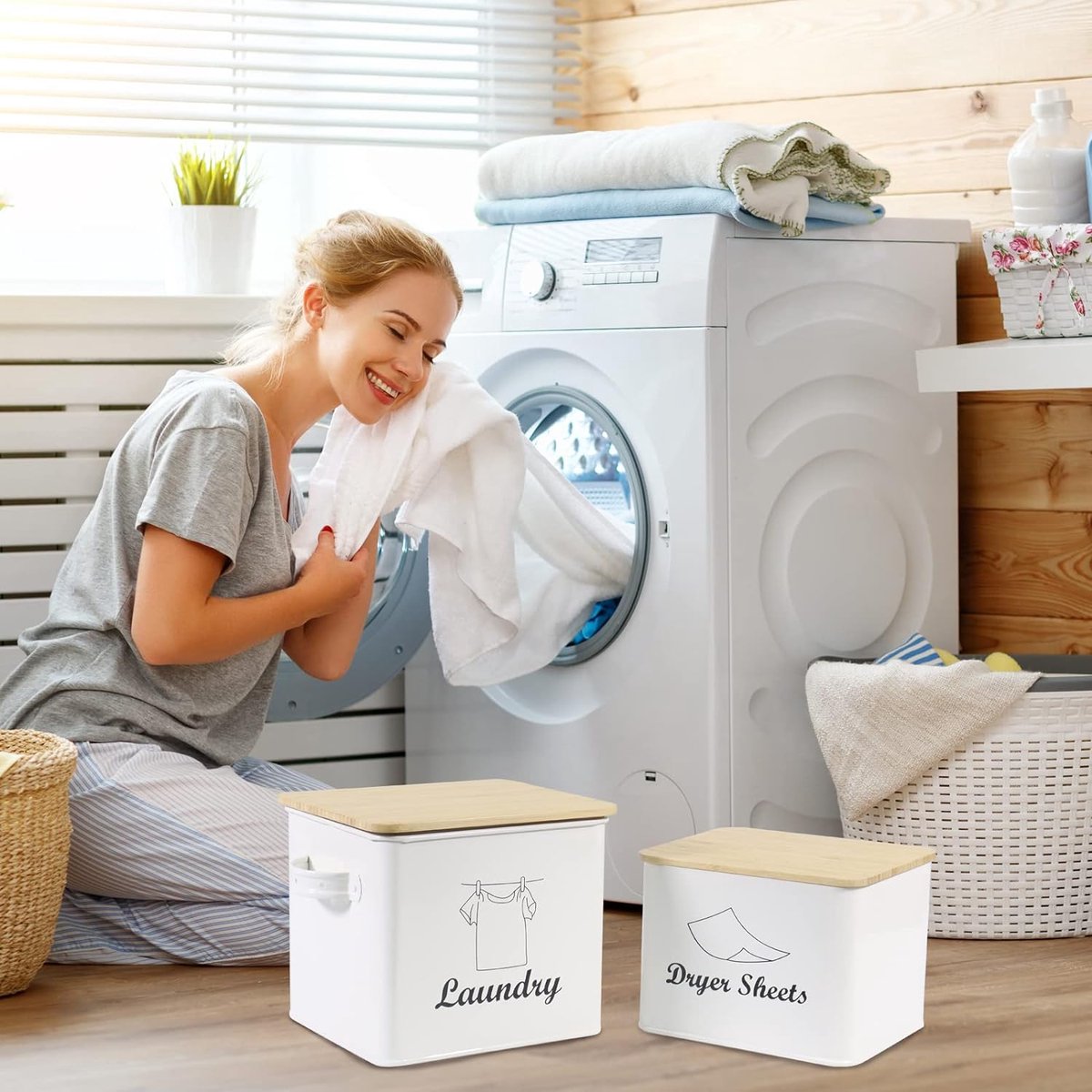 TIDIdea 4-pack wascontainers potten met etiketten en schepjes