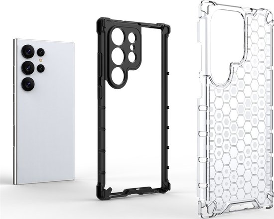 Mobigear Coque de téléphone en Honeycomb pour Samsung Galaxy S24 Ultra Antichoc Hard Case Cover - Zwart