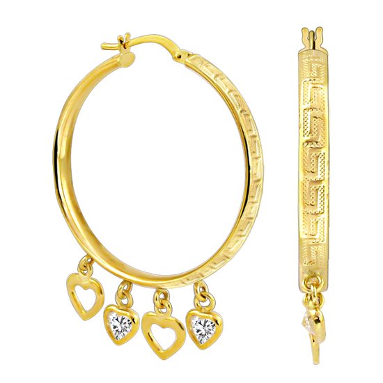 Juwelier Zwartevalk - 14 karaat gouden bedel oorbellen met zirkonia 12.055/35mm--