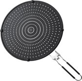 Siliconen spatbescherming voor het koken, geschikt voor 13 inch braadpan, spatbescherming voor oliespatten, hittebestendige multifunctionele vetspatbescherming (groot, zwart)