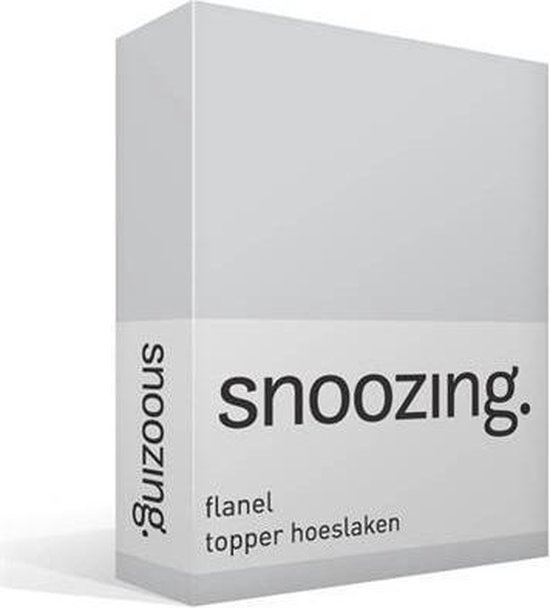 Snoozing - Flanel - Hoeslaken - Topper - Eenpersoons - 90/100x220 cm - Grijs