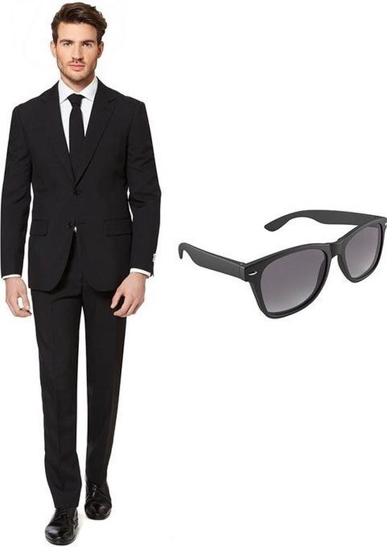 Zwart heren kostuum / pak - maat 48 (M) met gratis zonnebril | bol.com