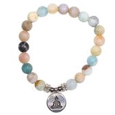 Yogi & Yogini naturals Mala/armband amazoniet elastisch met boeddha (8mm)