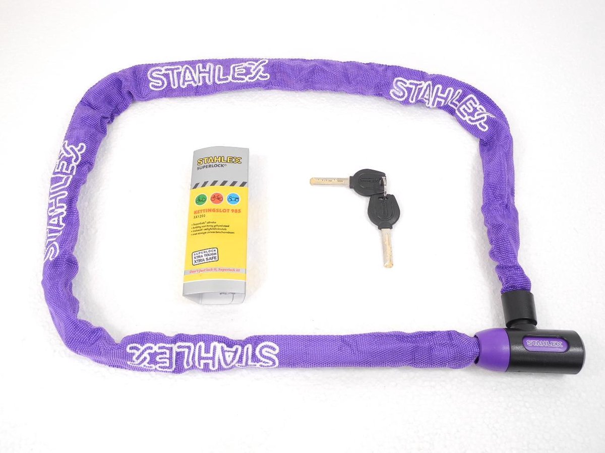 Stahlex Ø5mm / 120cm kettingslot fietsslot | 635g ideaal gewicht voor een fietser | zeer goede kwaliteit | paars