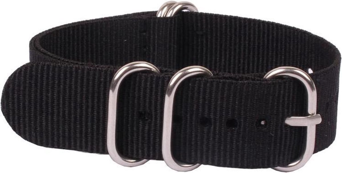 ANNEFIT Nylon horlogeband, 16 mm, 18 mm, 20 mm, 22 mm, waterdichte militaire horlogeband uit één stuk met zware gesp, 22mm, Nylon, Geen edelsteen