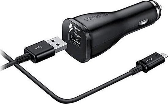 Samsung originele Adaptive Fast Charging autolader - 9.0V / 2,0 A - Incl Micro USB kabel - Zwart - Samsung