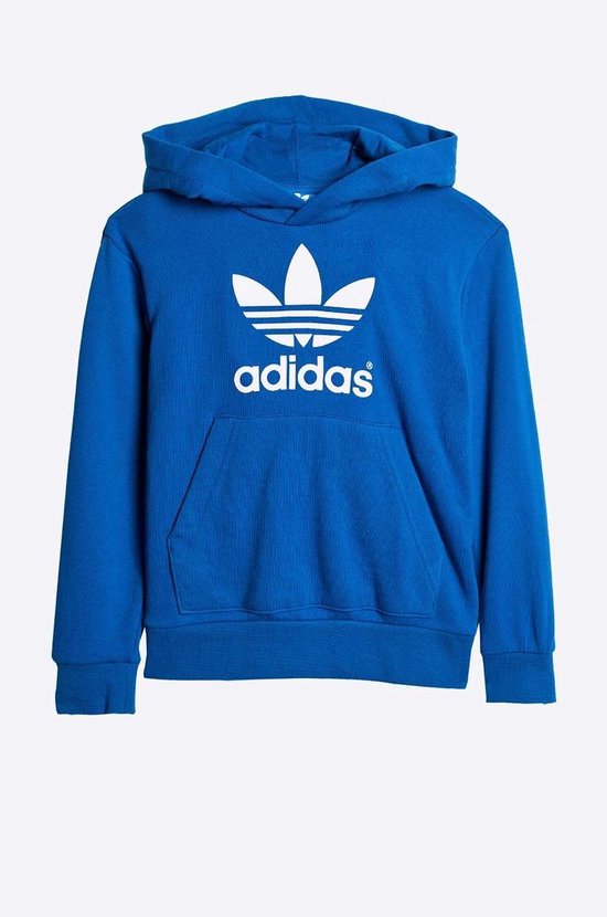 Adidas junior trefoil hoodie blauw maat 134 | bol.com