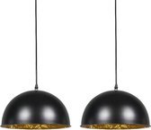 QAZQA magna - Moderne Hanglamp - 2 lichts - H 1200 mm - Zwart -  Woonkamer | Slaapkamer | Keuken