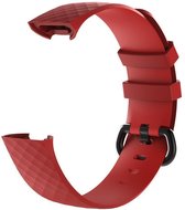 KELERINO. Siliconen bandje geschikt voor Fitbit Charge 3 / Charge 4 Rood - Small