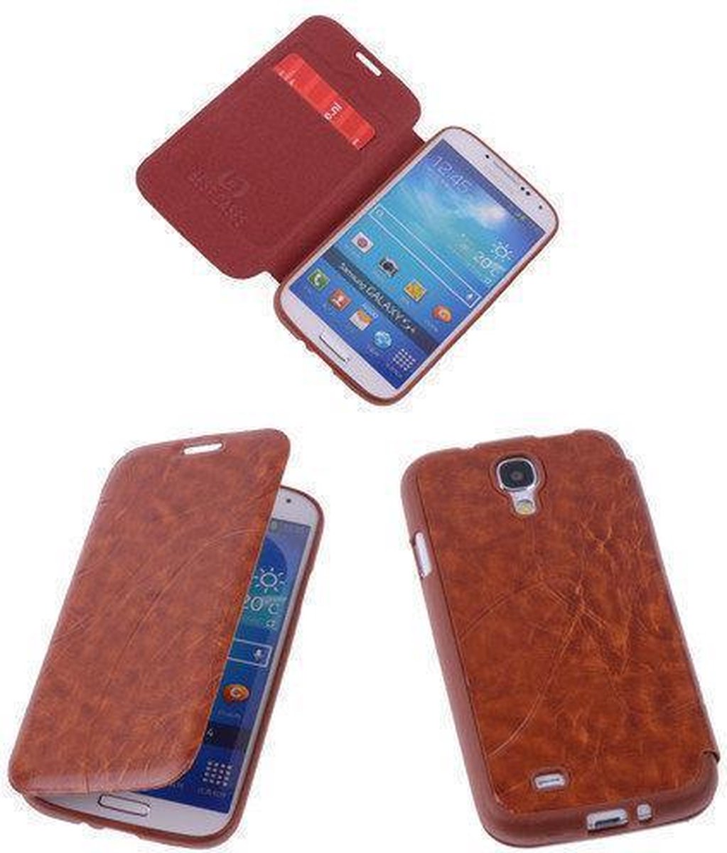 Bestcases Bruin TPU Book Case Flip Cover Motief Samsung Galaxy S4