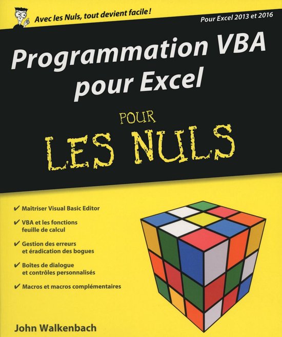 Programmation VBA pour Excel 2013 et 2016 Pour les Nuls - cover
