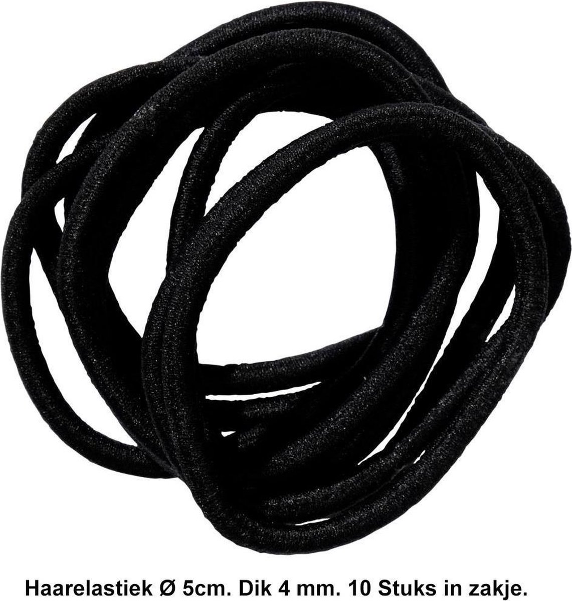 Rojafit Haarelastiekjes – Ø 5 cm. / 4 mm. dik - 10 stuks – Zwart - Rojafit