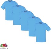 Fruit of the Loom T-shirt - 100% katoen - 5 stuks - Azure Blue - XL